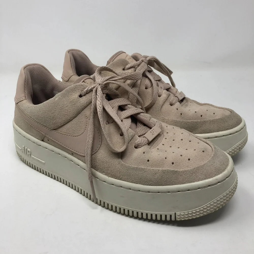 Nike Air Force 1 Sage Low Womens 6.5 Blush Pink Suede Leather Lace Up Streetwear